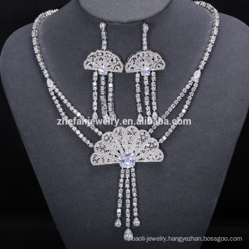 fashion Wedding Statement Necklace CZ Crystal Crazy Big Heavy Luxury Women Party Earrings necklace set